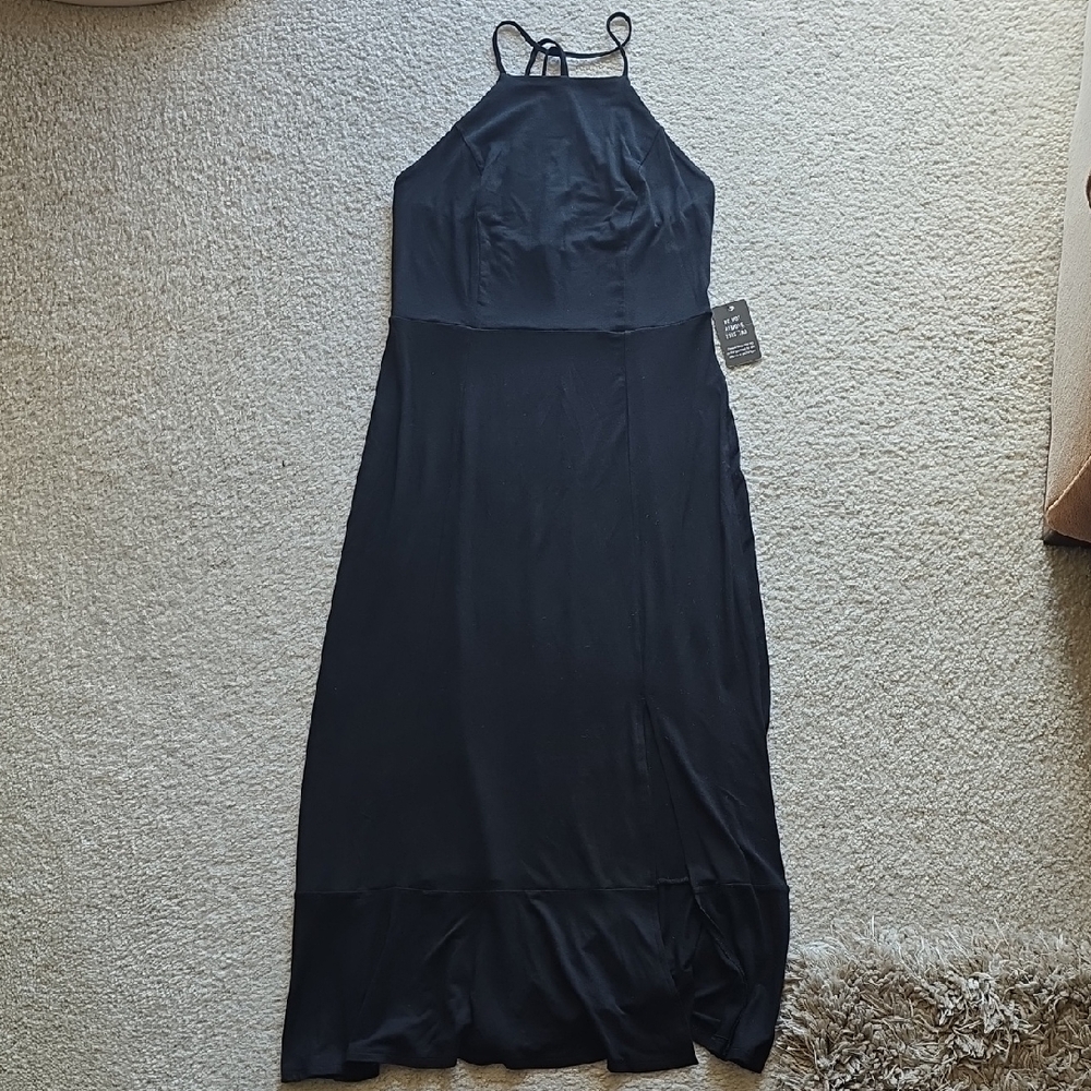 Express Black Midi Dress with Halter Neck